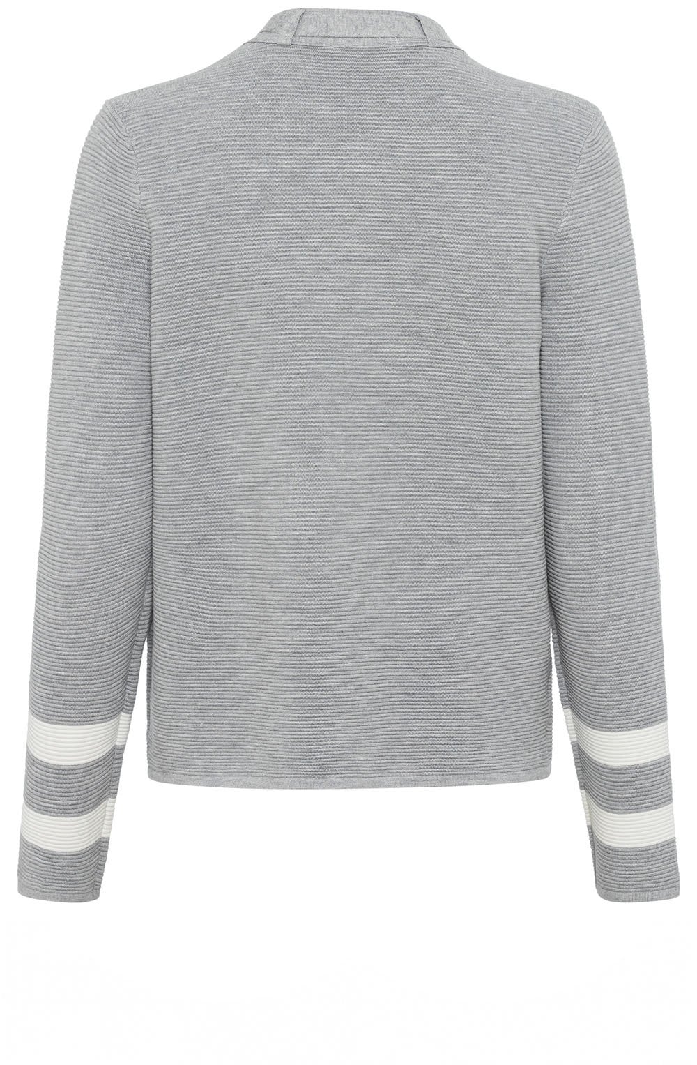 Pearl Grey and Silver Detail Ribbed Cardigan