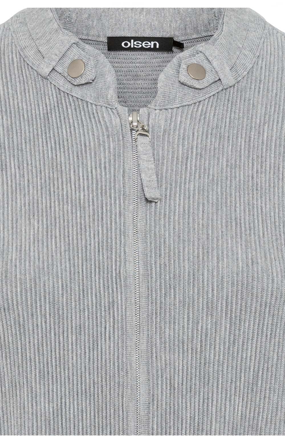 Pearl Grey and Silver Detail Ribbed Cardigan