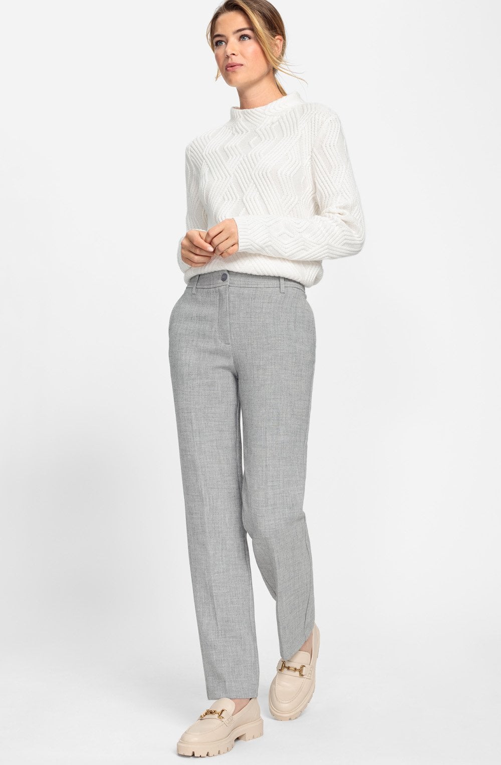 Pearl Grey Mona Straight Leg Trousers