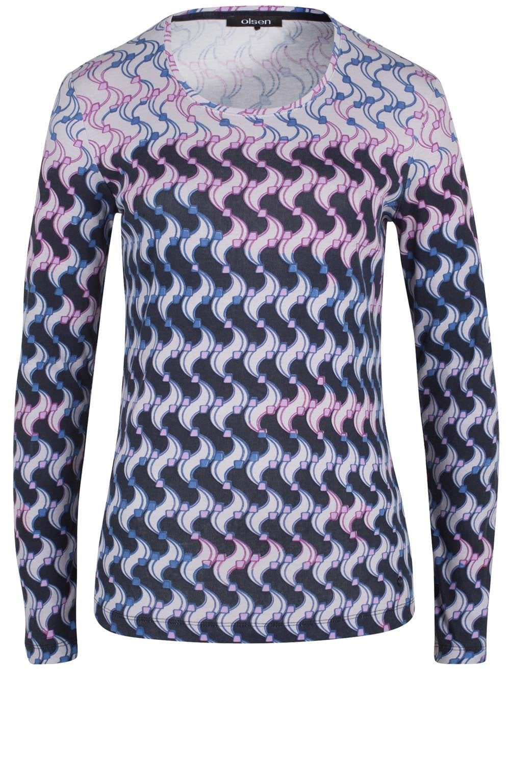 Pink & Blue Patterned Top