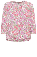 Pink Floral Design Peep Hole Neck Top