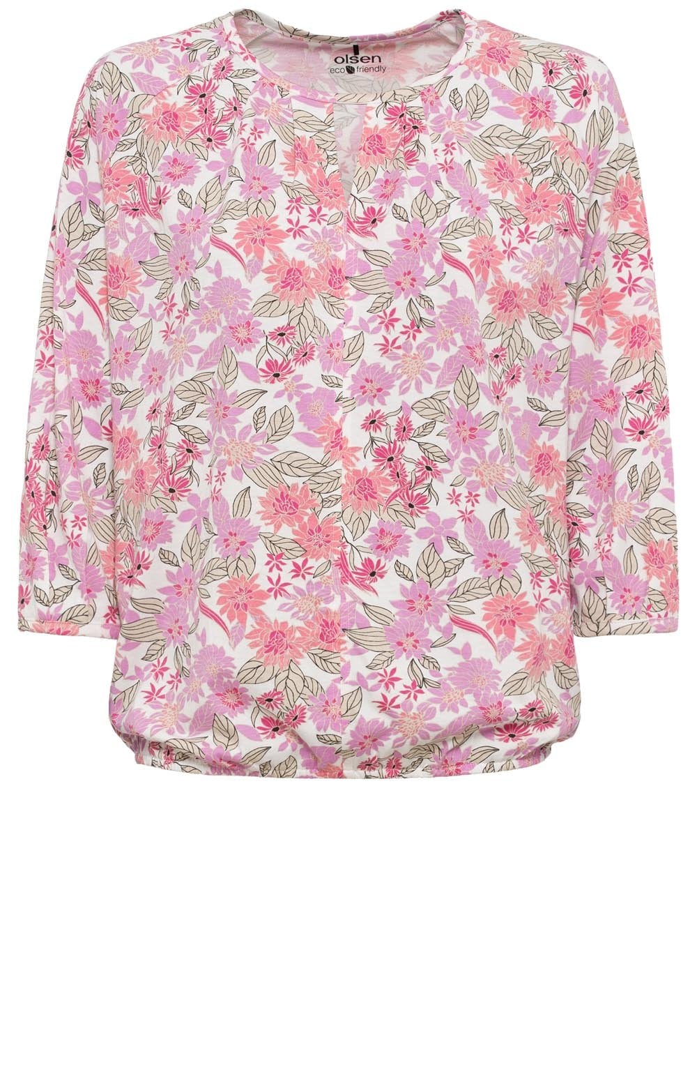 Pink Floral Design Peep Hole Neck Top
