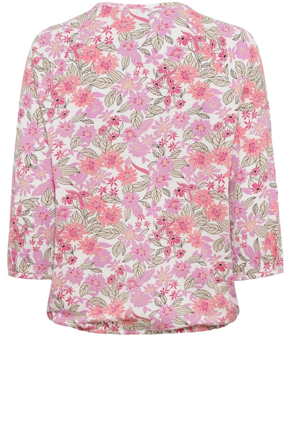 Pink Floral Design Peep Hole Neck Top