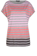 Pink & Grey Striped T Shirt