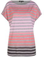 Pink & Grey Striped T Shirt