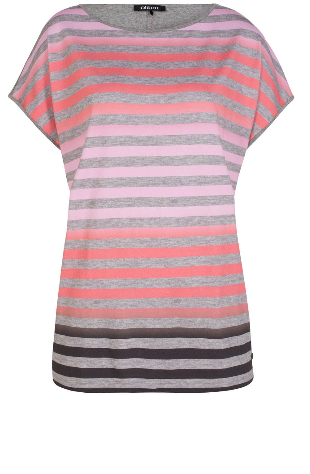 Pink & Grey Striped T Shirt