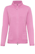 Pink Horizontal Ribbed Knit Cardigan
