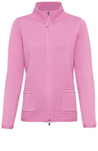 Pink Horizontal Ribbed Knit Cardigan