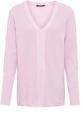 Pink Long Line V Neck Pullover