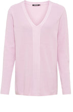 Pink Long Line V Neck Pullover