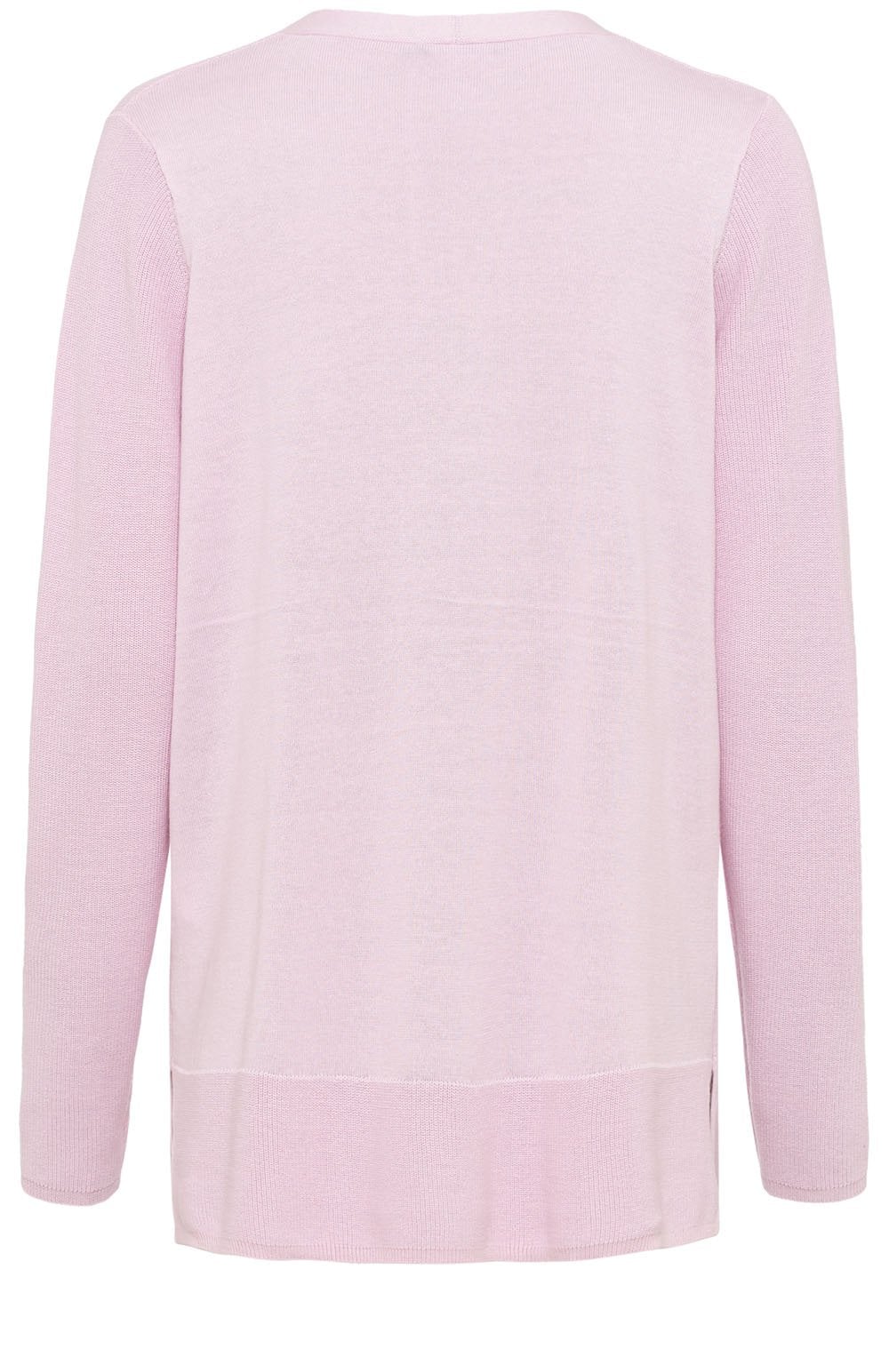 Pink Long Line V Neck Pullover