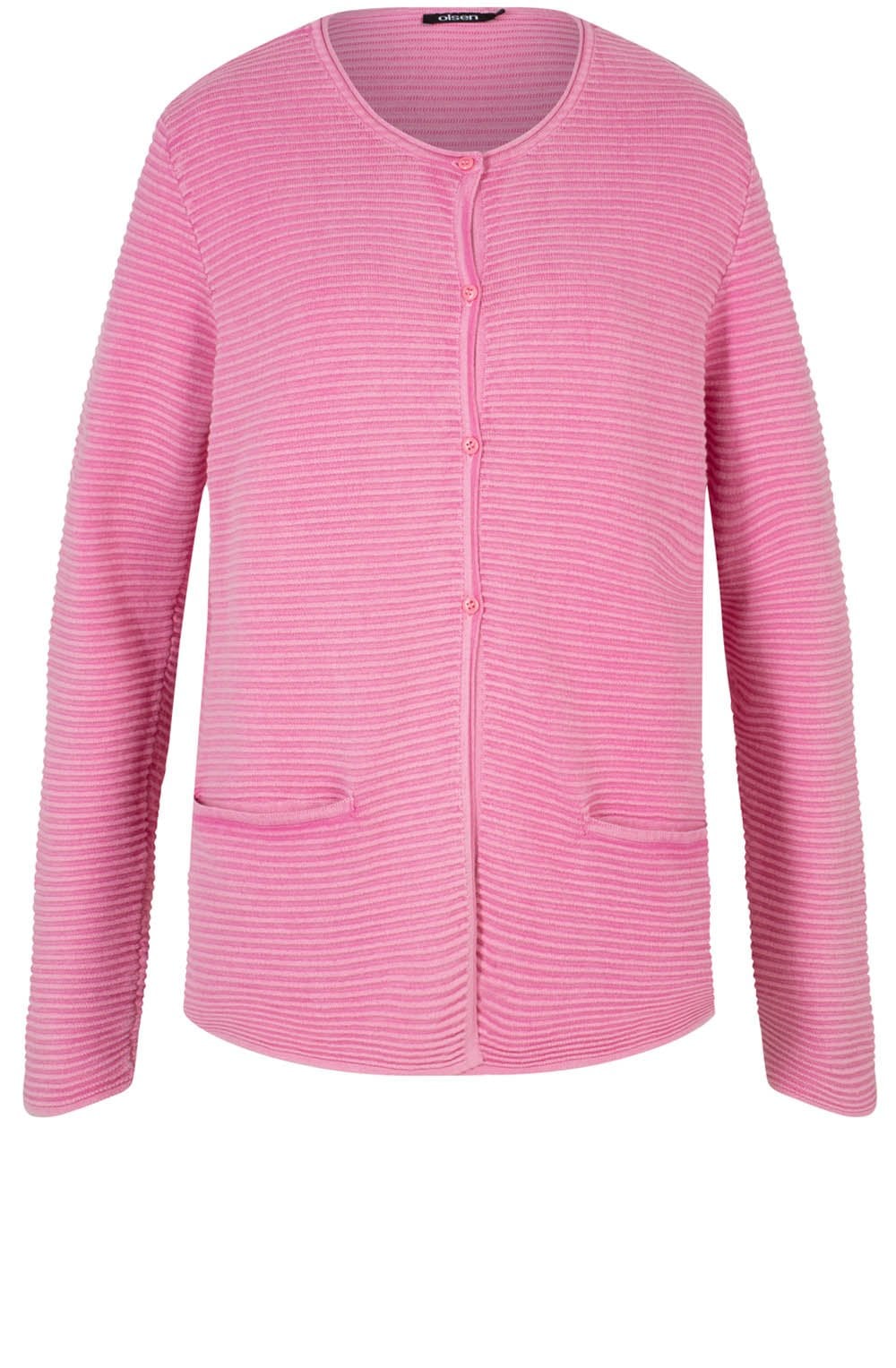 Pink Ribbed Knit Cardigan