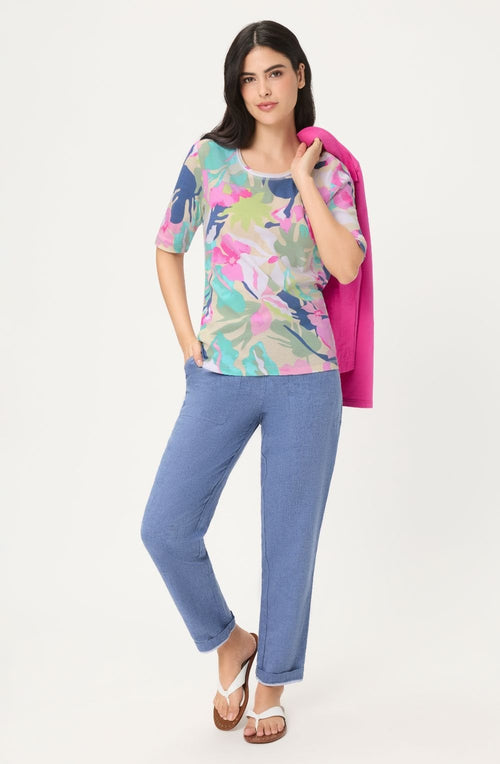 Pool Blue and Vibrant Floral Edda T-Shirt