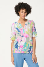 Pool Blue and Vibrant Pattern Fitted Hem Clara Top