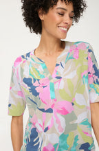 Pool Blue and Vibrant Pattern Fitted Hem Clara Top