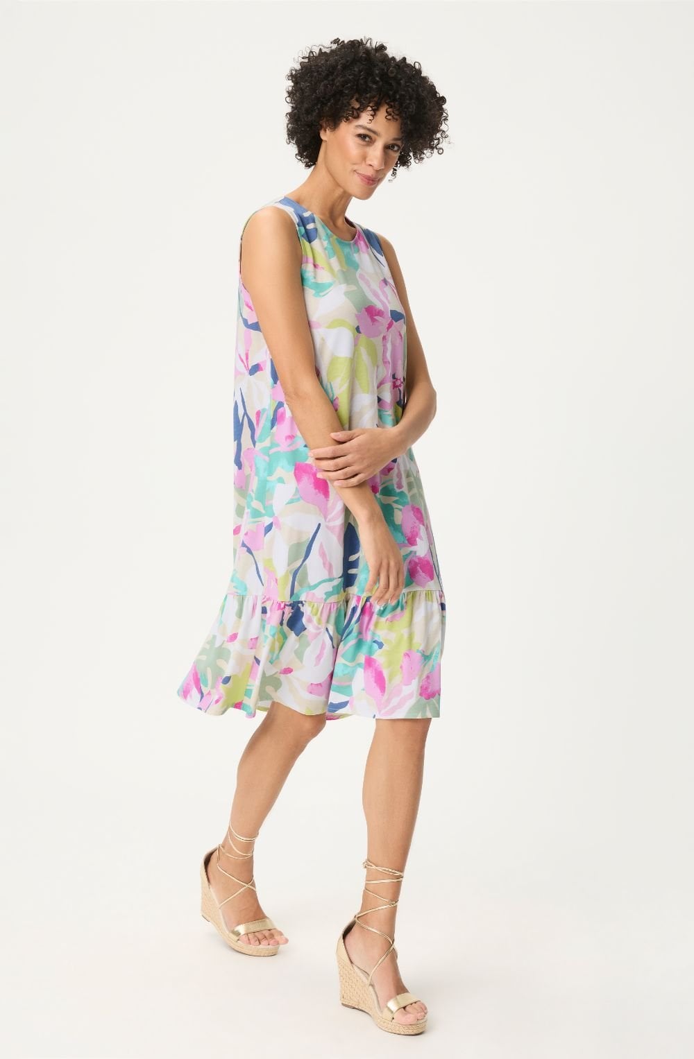 Pool Blue Vibrant Floral Jersey Dress