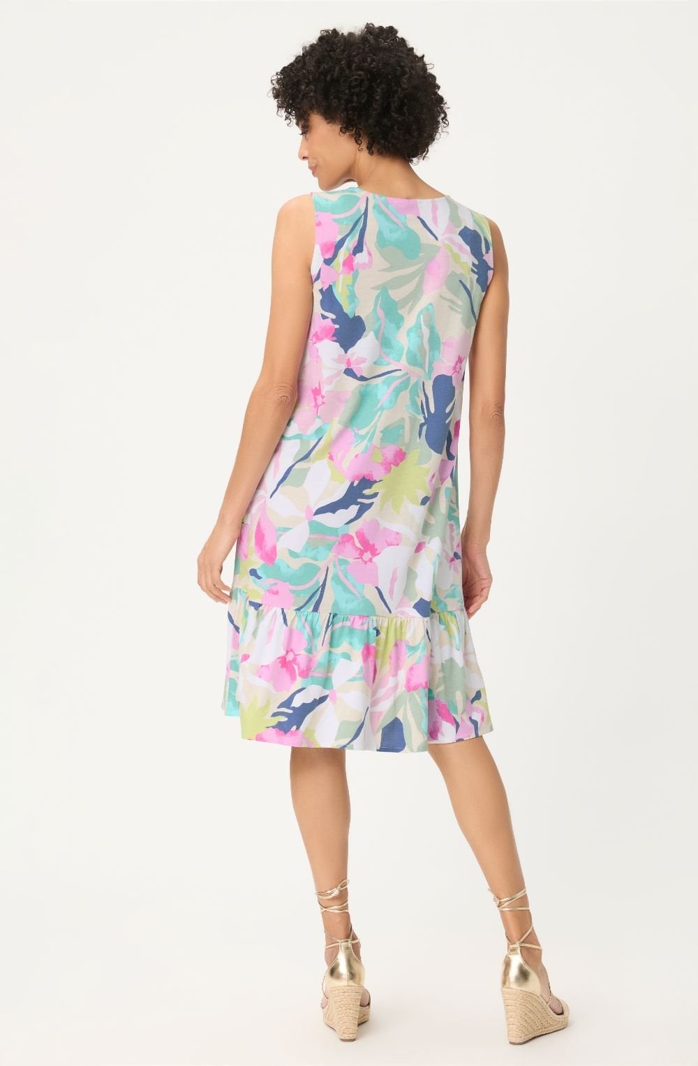 Pool Blue Vibrant Floral Jersey Dress