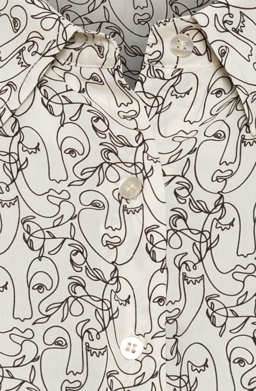 Porcelain Abstract Face Design Blouse