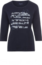 Power Navy Abstract Floral Sleeve Top