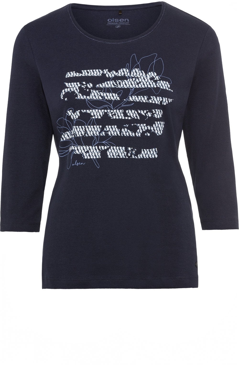 Power Navy Abstract Floral Sleeve Top
