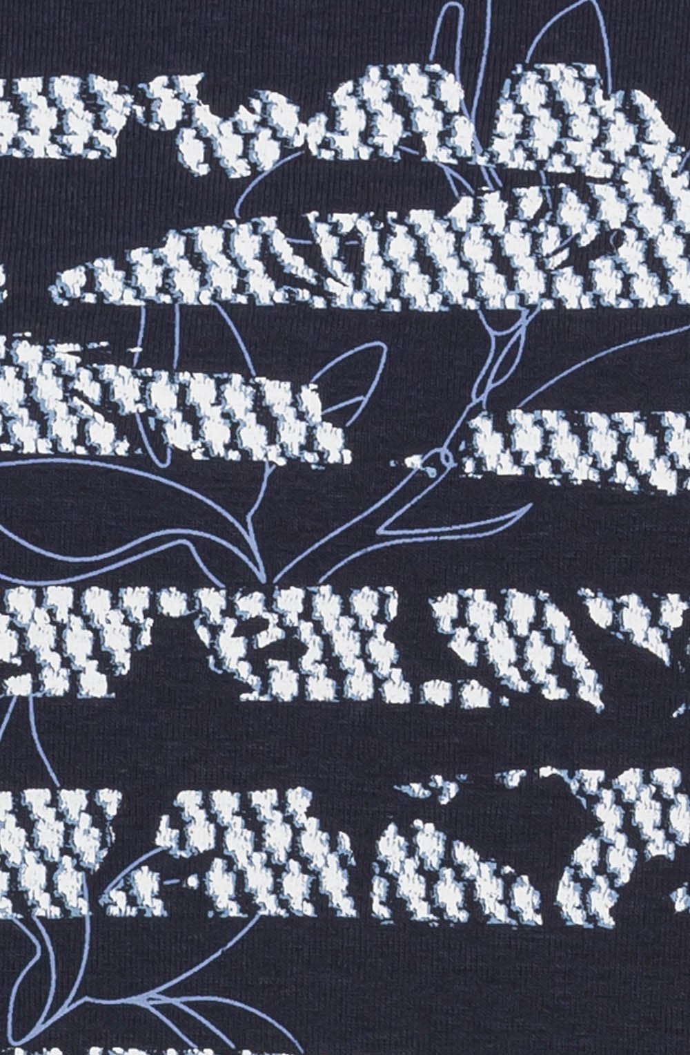 Power Navy Abstract Floral Sleeve Top
