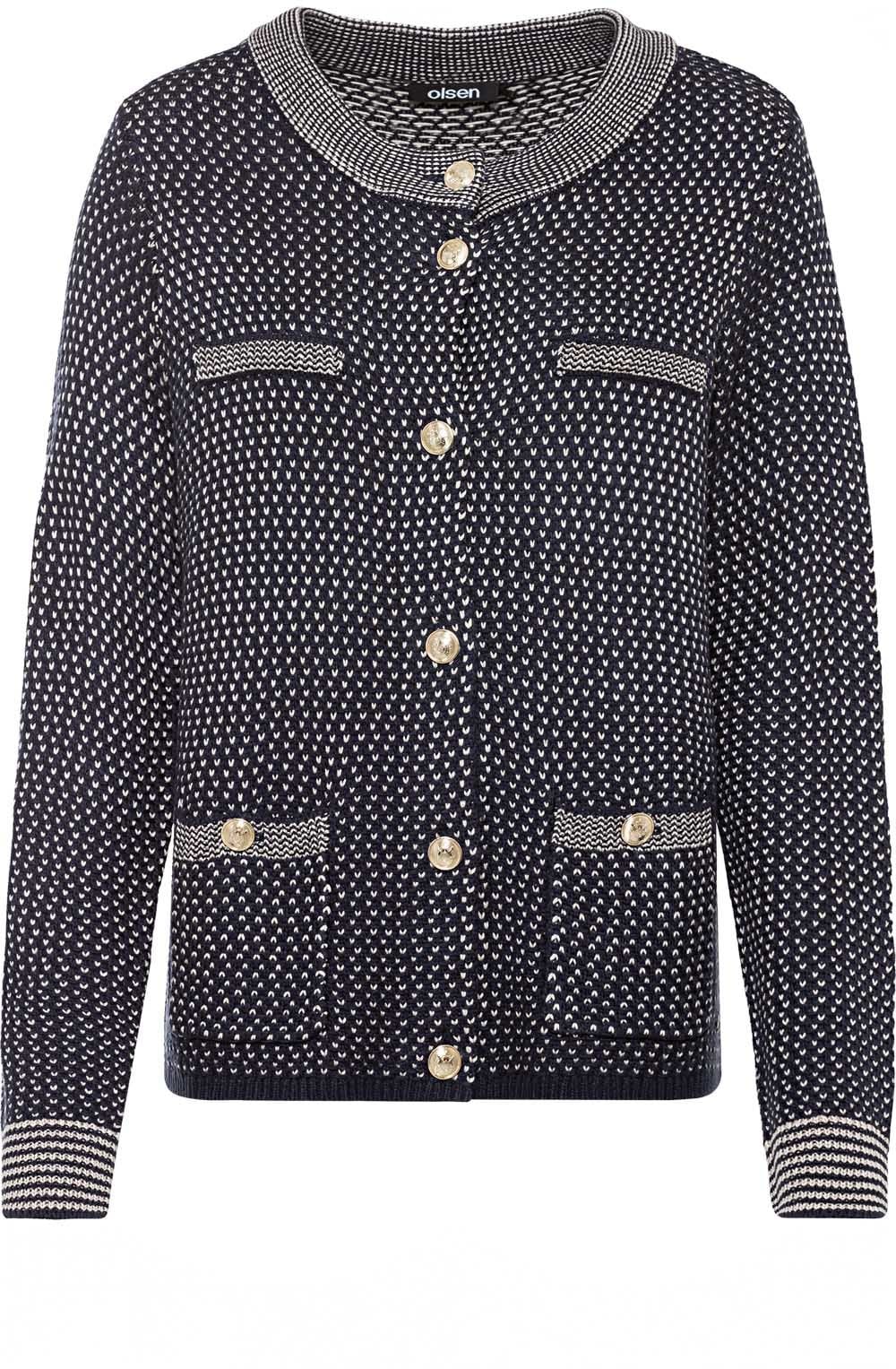 Power Navy Channel Style Cardigan