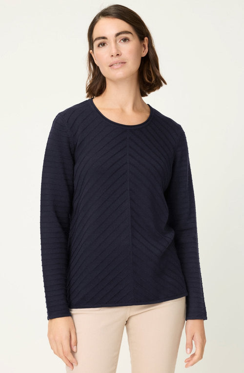 Power Navy Diagonal Knit Henny Jumper