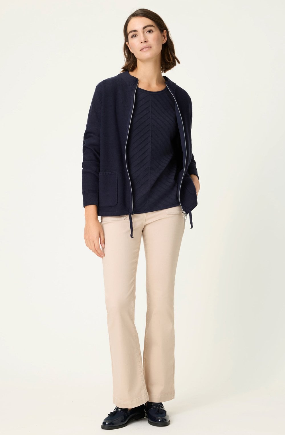 Power Navy Diagonal Knit Henny Jumper