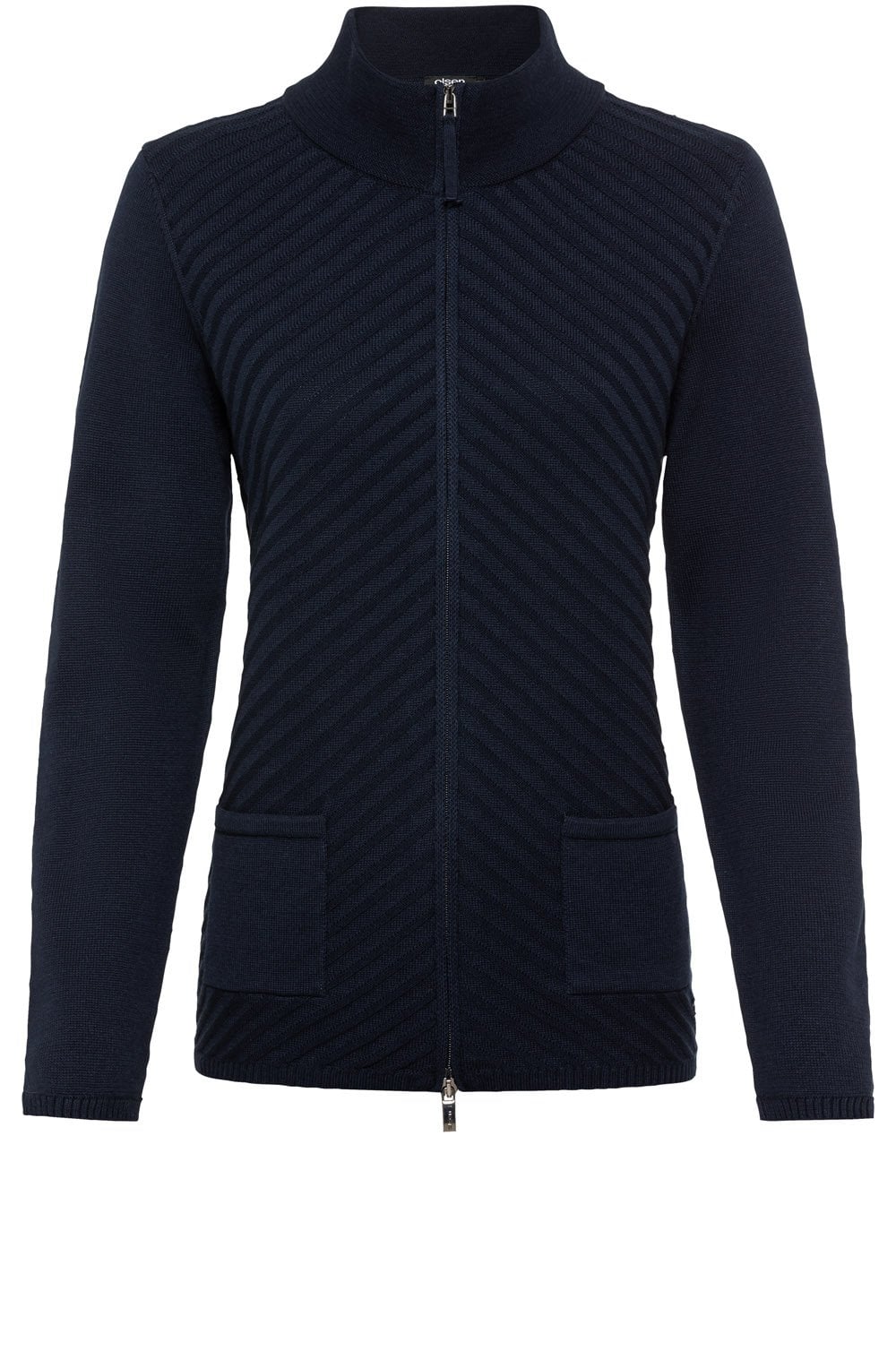 Power Navy Diagonal Ribbed Cardigan