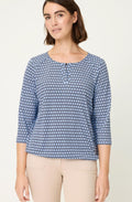 Power Navy Graphic Print Clara Top