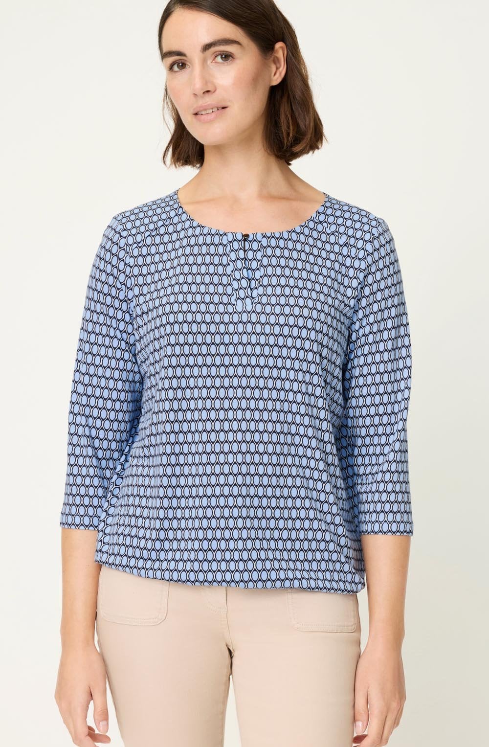 Power Navy Graphic Print Clara Top
