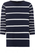 Power Navy Striped Fine Knit Pullover