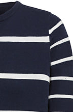 Power Navy Striped Fine Knit Pullover