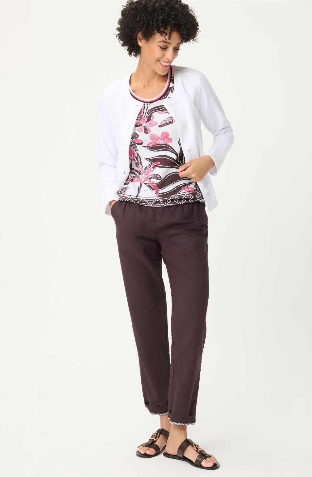 Raspberry and Dark Brown Floral Edda T Shirt