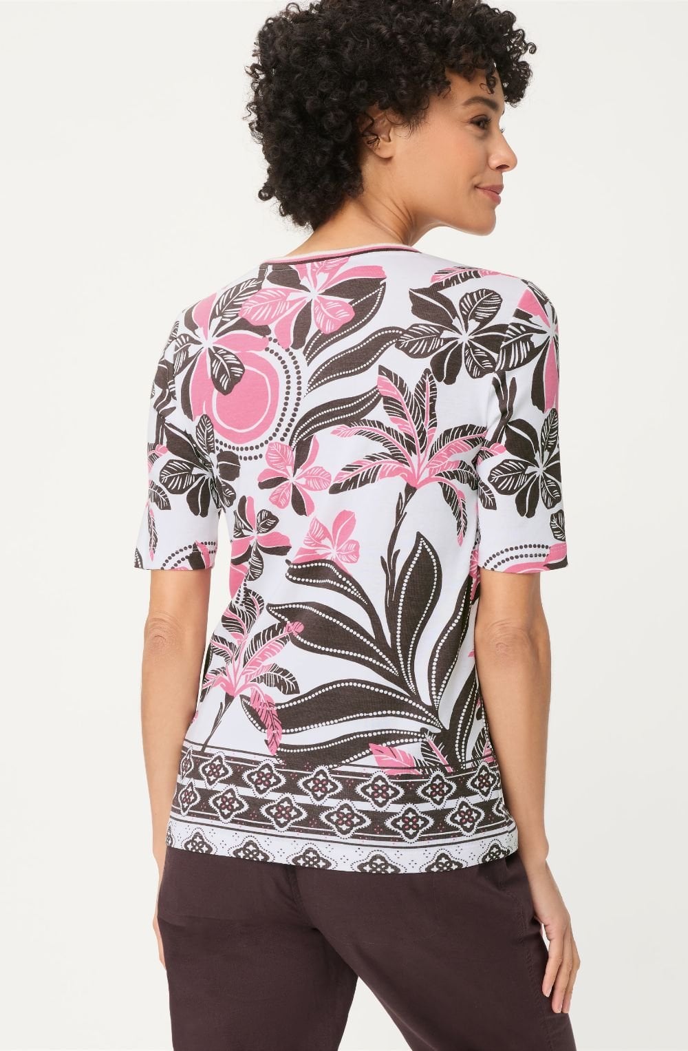 Raspberry and Dark Brown Floral Edda T Shirt