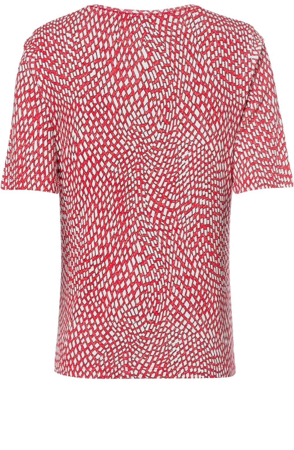 Red Abstract Square Print T Shirt