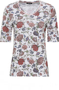 Red and Blue Floral Print T Shirt