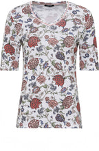 Red and Blue Floral Print T Shirt