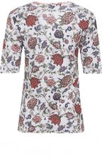 Red and Blue Floral Print T Shirt