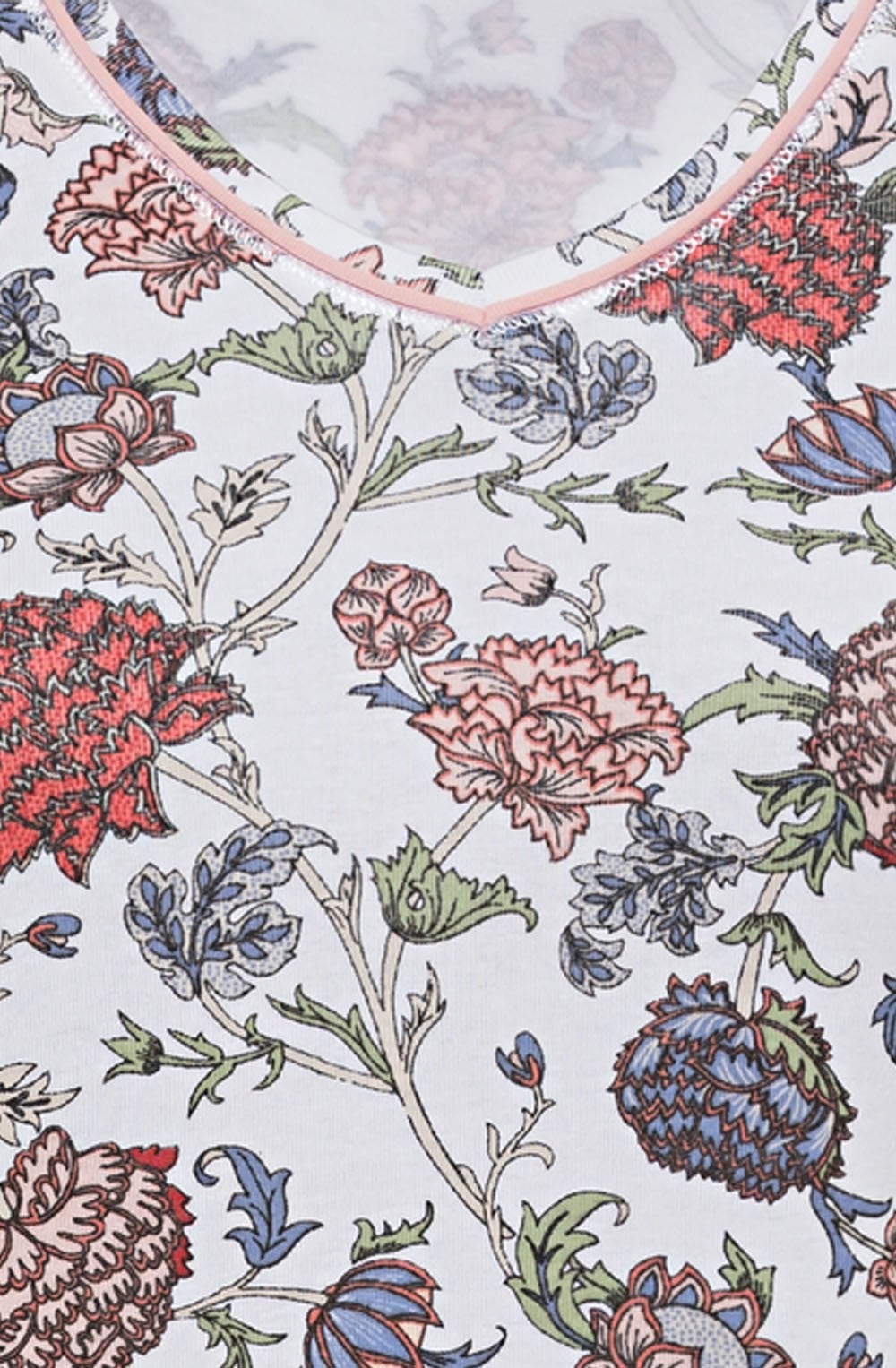 Red and Blue Floral Print T Shirt
