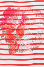 Red Poppy Floral and Stripe Hannah Top