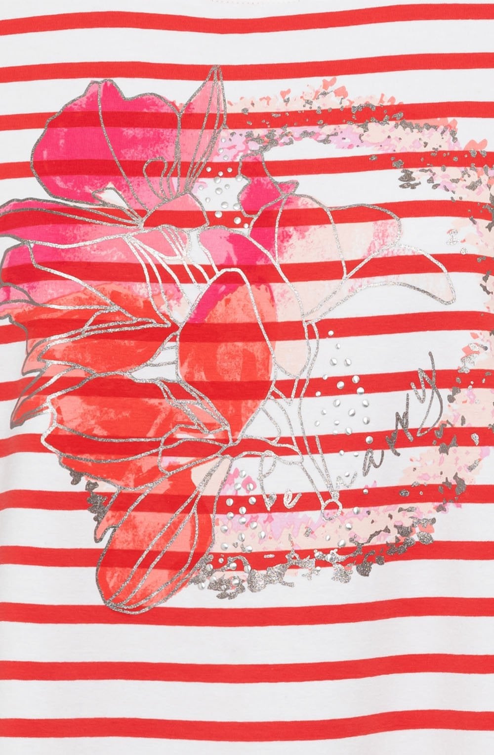 Red Poppy Floral and Stripe Hannah Top