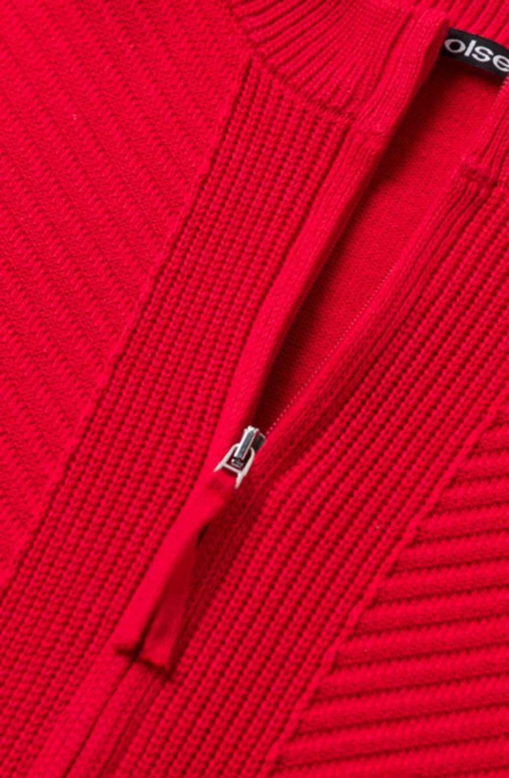 Red Ribbed Knit Catdigan