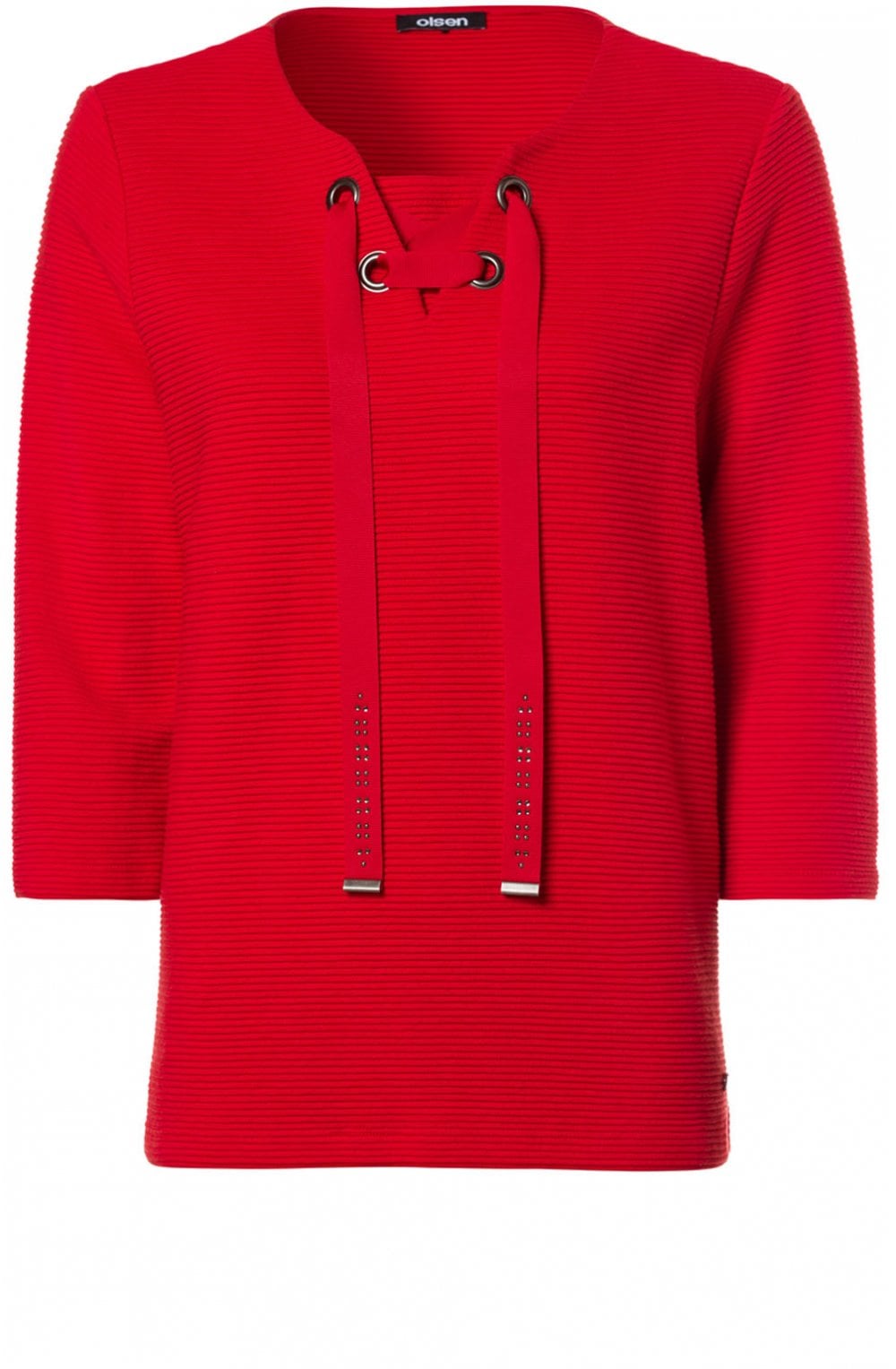 Red Ribbed Knit Jumper
