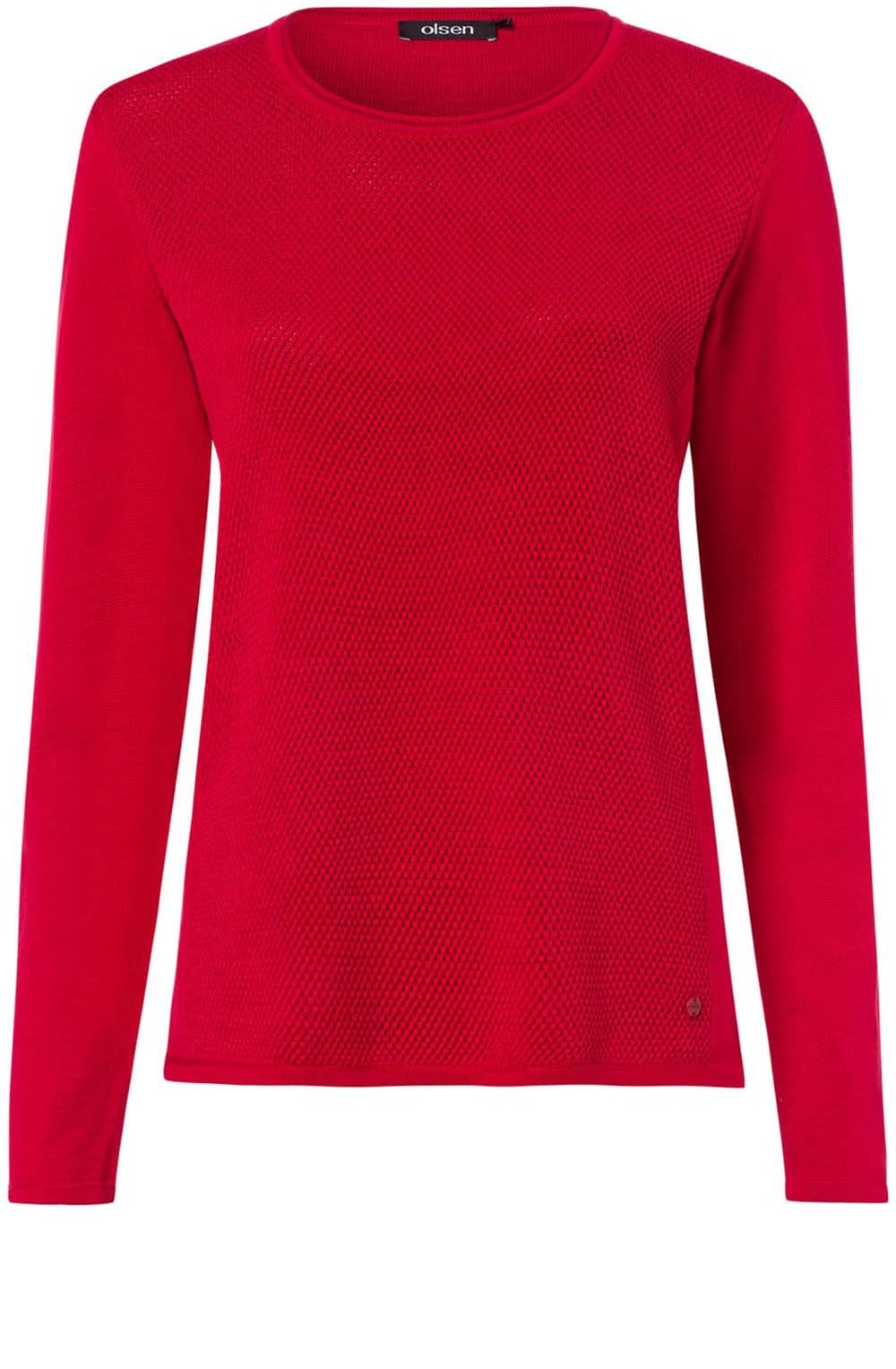 Red Textured Knit Sweater