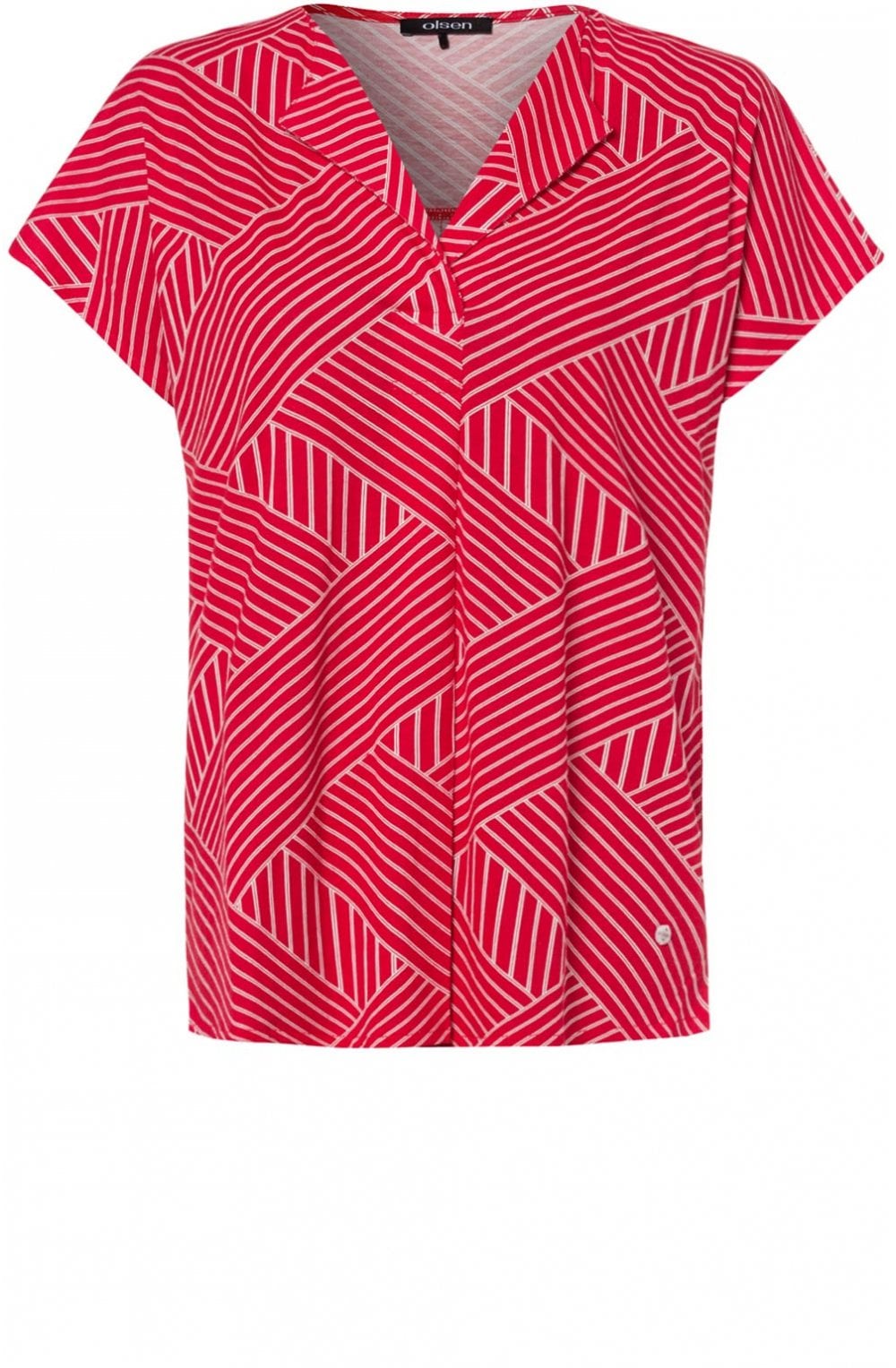 Red & White Striped Design Top