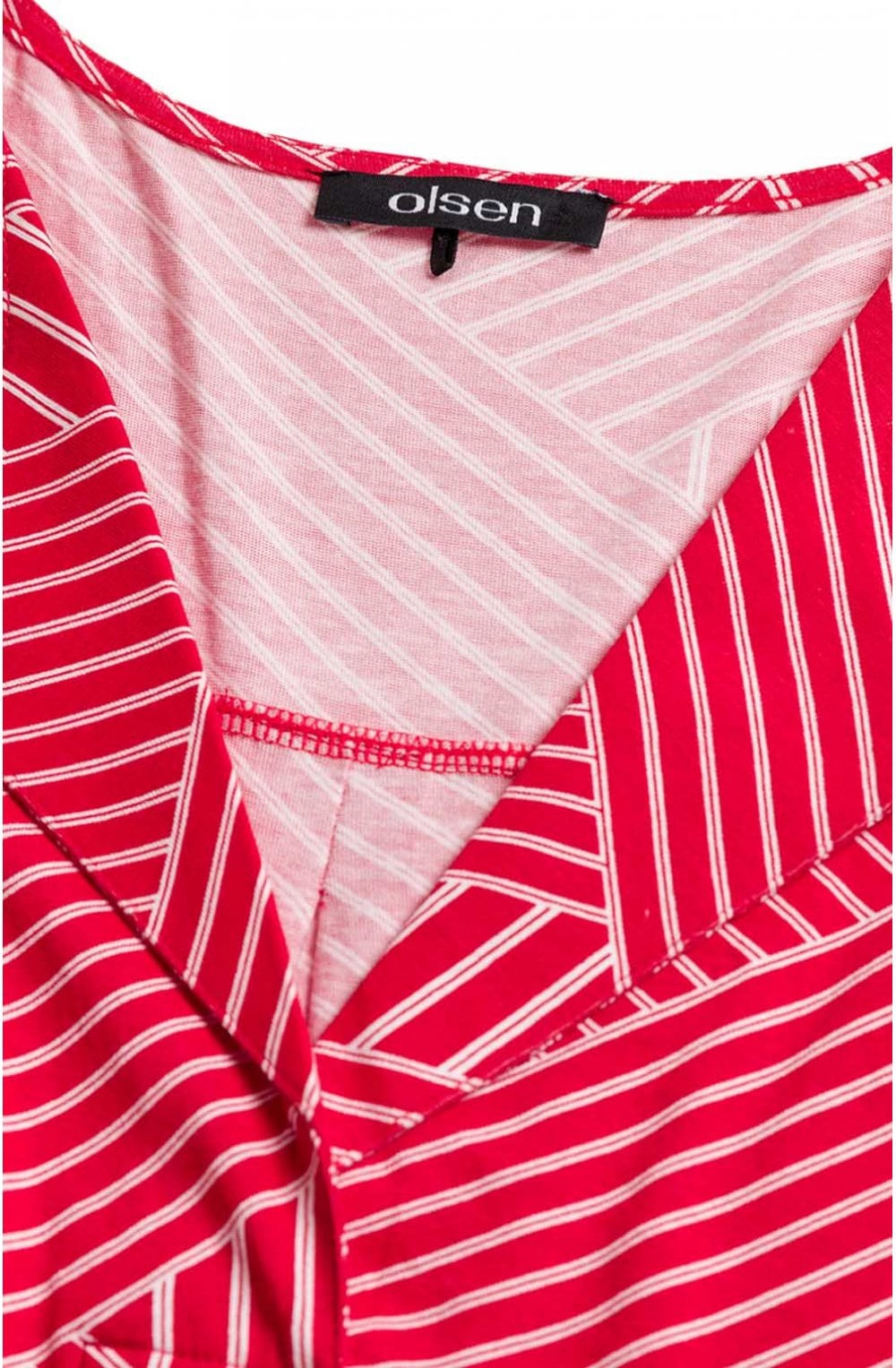 Red & White Striped Design Top