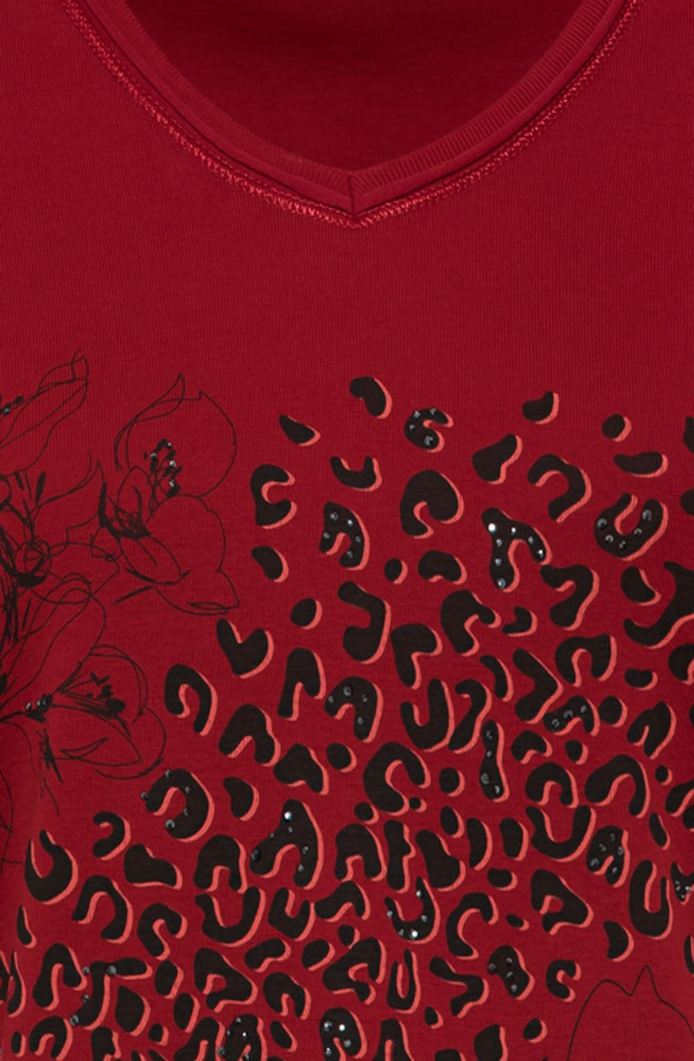 Rouge Leopard and Flower Print Top