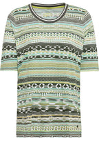 Sage Green Abstract Striped T Shirt