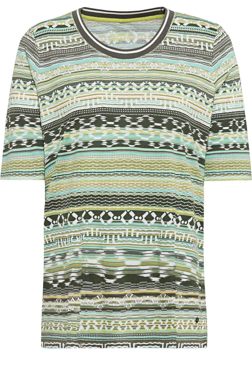 Sage Green Abstract Striped T Shirt